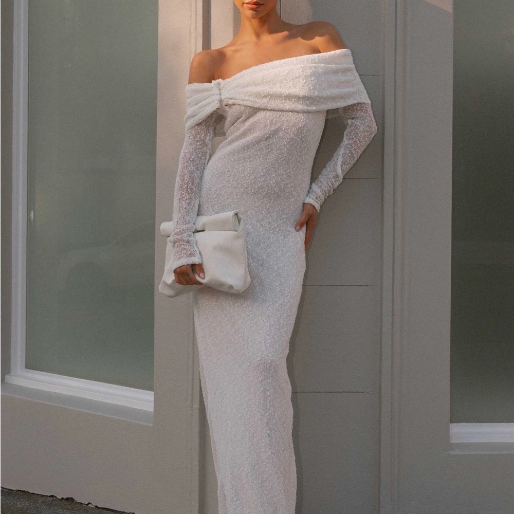 Peppermayo Pollyanna Off-Shoulder Long Sleeve White Dress Size xs/s